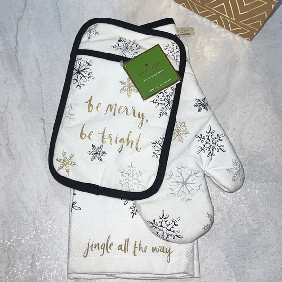 kate spade Holiday Kate Spade Snowflakes 3 Piece Kitchen Set Poshmark